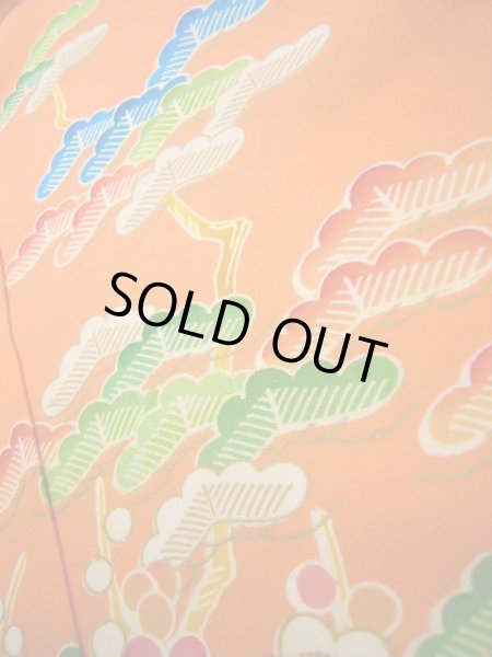 画像13: J1104G  子供用 女性用着物  化繊 淡い 薄い コーラル, ぼたん 【中古】 【USED】 【リサイクル】 ★★★★☆ (13)