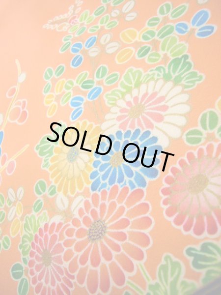 画像15: J1104G  子供用 女性用着物  化繊 淡い 薄い コーラル, ぼたん 【中古】 【USED】 【リサイクル】 ★★★★☆ (15)