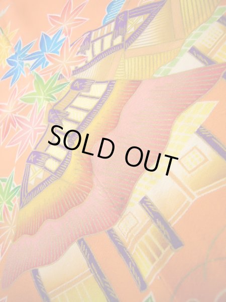 画像17: J1104G  子供用 女性用着物  化繊 淡い 薄い コーラル, ぼたん 【中古】 【USED】 【リサイクル】 ★★★★☆ (17)