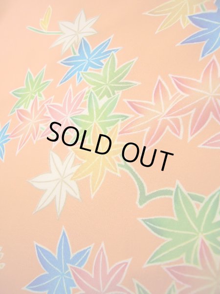 画像18: J1104G  子供用 女性用着物  化繊 淡い 薄い コーラル, ぼたん 【中古】 【USED】 【リサイクル】 ★★★★☆ (18)