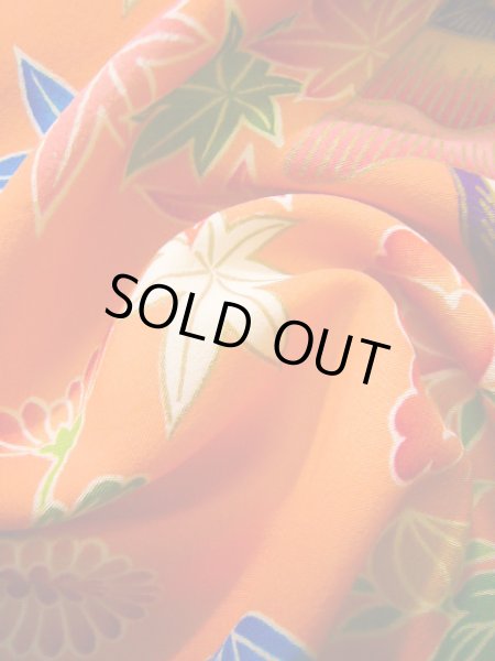 画像19: J1104G  子供用 女性用着物  化繊 淡い 薄い コーラル, ぼたん 【中古】 【USED】 【リサイクル】 ★★★★☆ (19)