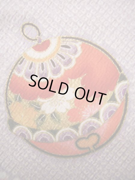 画像8: J1104J  子供用 女性用着物 杜若、鈴柄 化繊 薄い 深い 藤, 菊 【中古】 【USED】 【リサイクル】 ★★☆☆☆ (8)