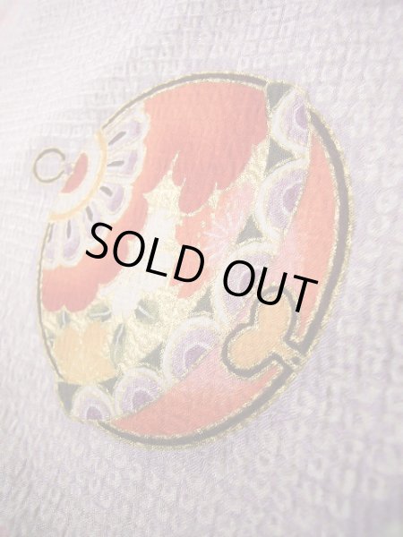 画像15: J1104J  子供用 女性用着物 杜若、鈴柄 化繊 薄い 深い 藤, 菊 【中古】 【USED】 【リサイクル】 ★★☆☆☆ (15)