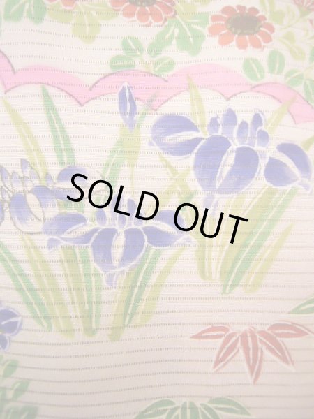 画像7: J1104K  子供用 女性用着物 百合、撫子柄 シルク(正絹) 薄い 甘い ピンク, 花 【中古】 【USED】 【リサイクル】 ★★★☆☆ (7)