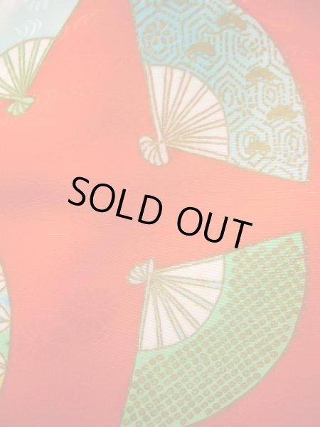 画像6: J1104L  子供用 女性用着物  化繊   朱赤, 菊 【中古】 【USED】 【リサイクル】 ★★★☆☆ (6)