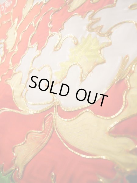 画像14: J1104M  子供用 女性用着物 花車柄 化繊   赤, ぼたん 【中古】 【USED】 【リサイクル】 ★★★★☆ (14)