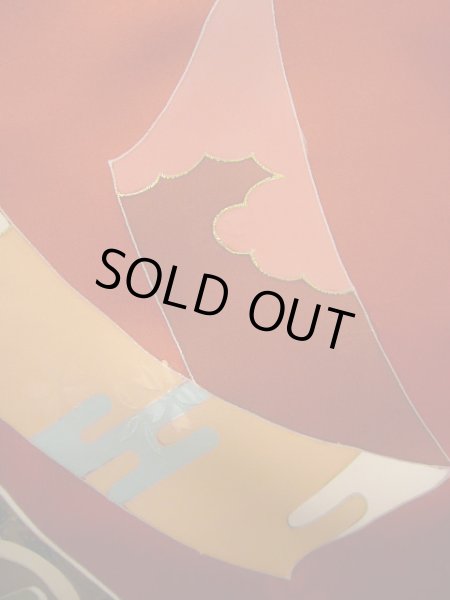 画像8: J1104N  子供用 女性用着物 熨斗柄 シルク(正絹)   赤, 菊 【中古】 【USED】 【リサイクル】 ★★★★☆ (8)