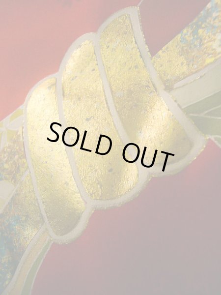 画像11: J1104N  子供用 女性用着物 熨斗柄 シルク(正絹)   赤, 菊 【中古】 【USED】 【リサイクル】 ★★★★☆ (11)