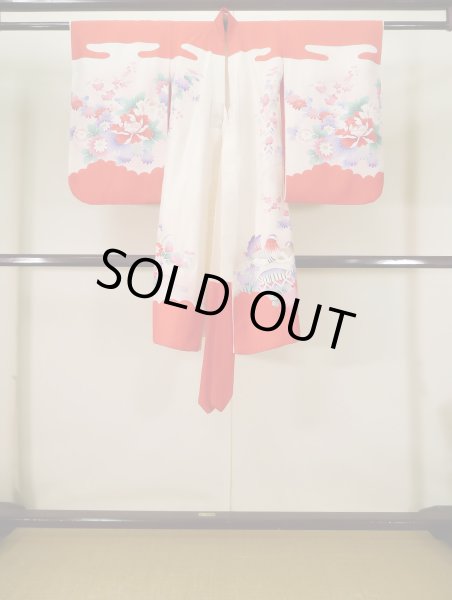 画像2: J1104R  子供用 女性用着物  シルク(正絹) 淡い 薄い ピンク, ぼたん 【中古】 【USED】 【リサイクル】 ★★★☆☆ (2)
