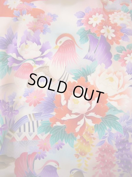 画像3: J1104R  子供用 女性用着物  シルク(正絹) 淡い 薄い ピンク, ぼたん 【中古】 【USED】 【リサイクル】 ★★★☆☆ (3)