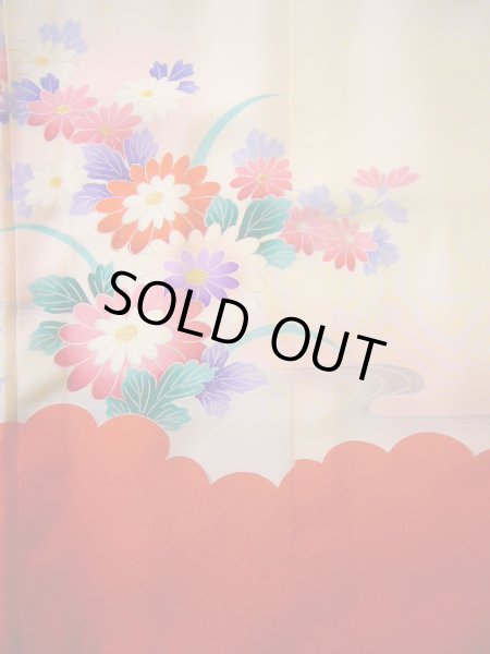 画像7: J1104R  子供用 女性用着物  シルク(正絹) 淡い 薄い ピンク, ぼたん 【中古】 【USED】 【リサイクル】 ★★★☆☆ (7)