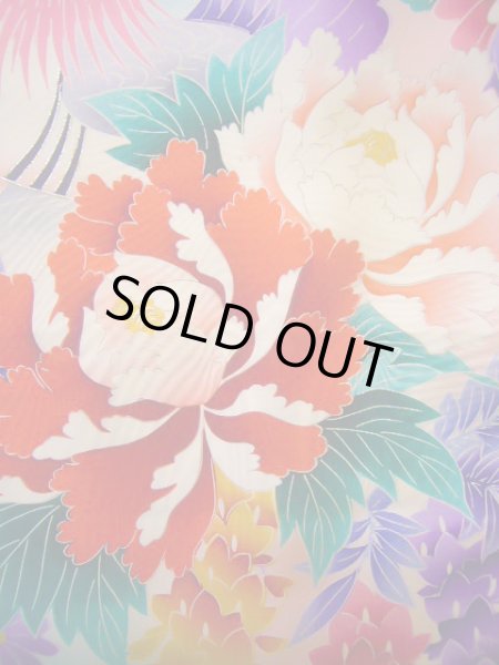 画像9: J1104R  子供用 女性用着物  シルク(正絹) 淡い 薄い ピンク, ぼたん 【中古】 【USED】 【リサイクル】 ★★★☆☆ (9)