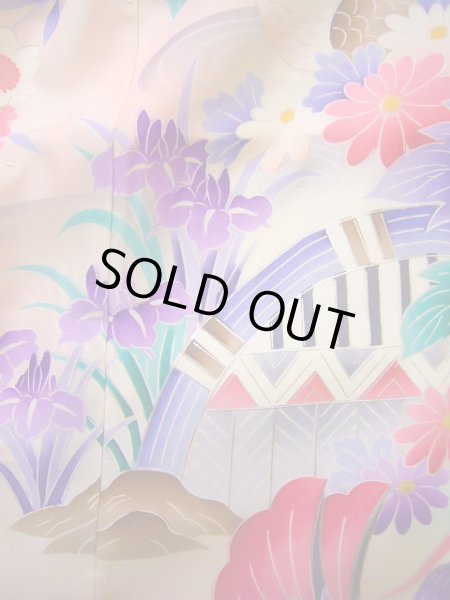 画像10: J1104R  子供用 女性用着物  シルク(正絹) 淡い 薄い ピンク, ぼたん 【中古】 【USED】 【リサイクル】 ★★★☆☆ (10)