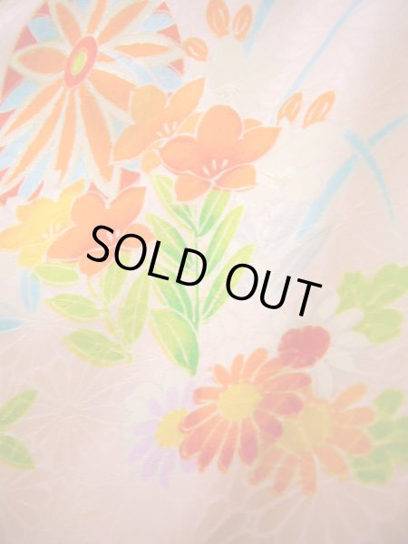 画像13: J1104T  子供用 女性用着物 毬柄 シルク(正絹) 淡い 薄い ピンク, 花 【中古】 【USED】 【リサイクル】 ★★☆☆☆ (13)