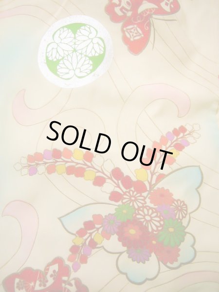 画像3: J1104U  子供用 女性用着物  シルク(正絹)   オフ ホワイト, 花 【中古】 【USED】 【リサイクル】 ★★☆☆☆ (3)