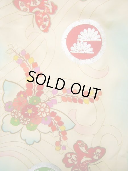 画像4: J1104U  子供用 女性用着物  シルク(正絹)   オフ ホワイト, 花 【中古】 【USED】 【リサイクル】 ★★☆☆☆ (4)