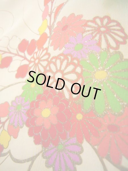 画像11: J1104U  子供用 女性用着物  シルク(正絹)   オフ ホワイト, 花 【中古】 【USED】 【リサイクル】 ★★☆☆☆ (11)