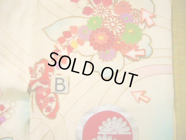 画像19: J1104U  子供用 女性用着物  シルク(正絹)   オフ ホワイト, 花 【中古】 【USED】 【リサイクル】 ★★☆☆☆ (19)