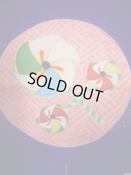 画像7: J1104V  子供用 女性用着物 折り鶴、風車、杜若柄 化繊 深い  青, 花 【中古】 【USED】 【リサイクル】 ★★☆☆☆ (7)