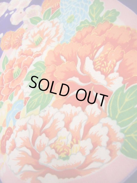 画像10: J1104V  子供用 女性用着物 折り鶴、風車、杜若柄 化繊 深い  青, 花 【中古】 【USED】 【リサイクル】 ★★☆☆☆ (10)