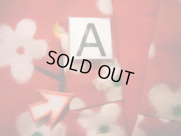 画像16: J1104X  子供用 女性用着物 J1104Yとセット シルク(正絹)   赤, 花 【中古】 【USED】 【リサイクル】 ★★☆☆☆ (16)