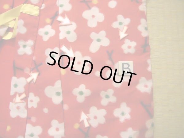 画像17: J1104X  子供用 女性用着物 J1104Yとセット シルク(正絹)   赤, 花 【中古】 【USED】 【リサイクル】 ★★☆☆☆ (17)