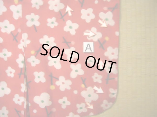 画像16: J1104Y  子供用 女性用着物 J1104Xとセット シルク（正絹）   赤, 花 【中古】 【USED】 【リサイクル】 ★★☆☆☆ (16)