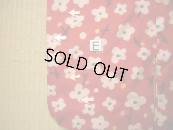 画像20: J1104Y  子供用 女性用着物 J1104Xとセット シルク（正絹）   赤, 花 【中古】 【USED】 【リサイクル】 ★★☆☆☆ (20)