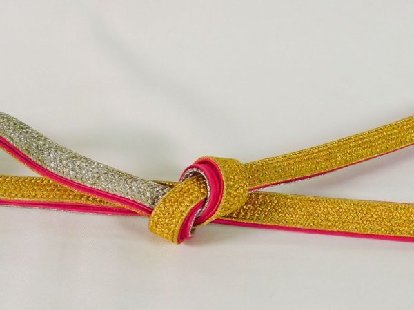 画像3: J1107XR 帯締め 平組 女性用着物 シルク(正絹)   マルチカラー    【中古】 【USED】 【リサイクル】 ★★★★☆ (3)