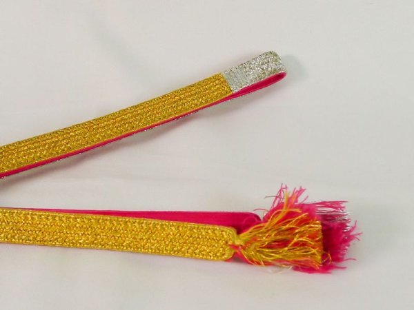 画像4: J1107XR 帯締め 平組 女性用着物 シルク(正絹)   マルチカラー    【中古】 【USED】 【リサイクル】 ★★★★☆ (4)