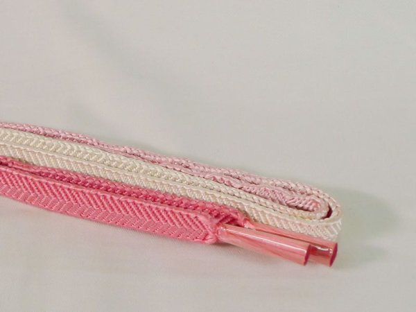 画像4: J1107XS 帯締め 丸ぐけ 女性用着物 シルク(正絹) 薄い  ピンク    【中古】 【USED】 【リサイクル】 ★★☆☆☆ (4)