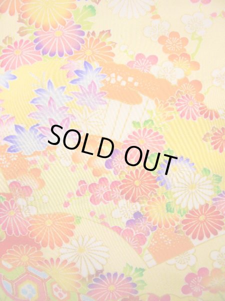 画像11: J1111K Mint  子供用 女性用着物 手描き友禅 化繊 淡い 薄い クリーム, ぼたん 【中古】 【USED】 【リサイクル】 ★★★★☆ (11)