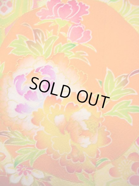 画像12: J1111K Mint  子供用 女性用着物 手描き友禅 化繊 淡い 薄い クリーム, ぼたん 【中古】 【USED】 【リサイクル】 ★★★★☆ (12)