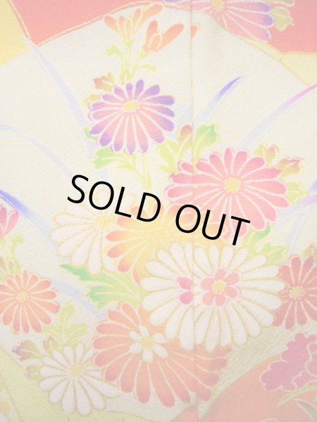 画像13: J1111K Mint  子供用 女性用着物 手描き友禅 化繊 淡い 薄い クリーム, ぼたん 【中古】 【USED】 【リサイクル】 ★★★★☆ (13)