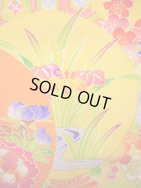 画像15: J1111K Mint  子供用 女性用着物 手描き友禅 化繊 淡い 薄い クリーム, ぼたん 【中古】 【USED】 【リサイクル】 ★★★★☆ (15)