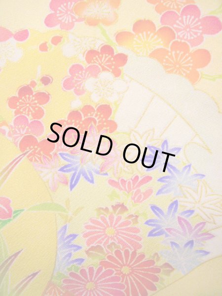 画像16: J1111K Mint  子供用 女性用着物 手描き友禅 化繊 淡い 薄い クリーム, ぼたん 【中古】 【USED】 【リサイクル】 ★★★★☆ (16)