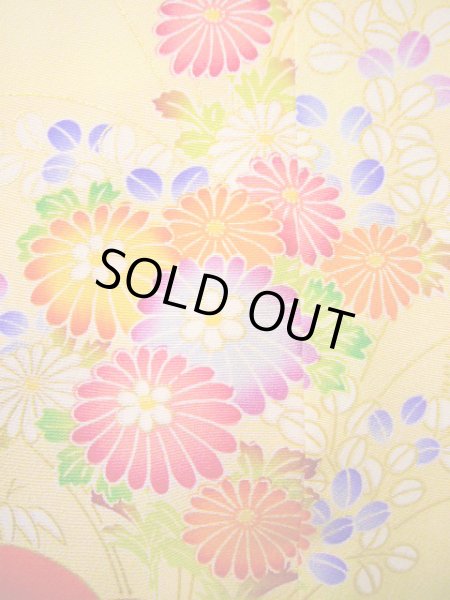 画像17: J1111K Mint  子供用 女性用着物 手描き友禅 化繊 淡い 薄い クリーム, ぼたん 【中古】 【USED】 【リサイクル】 ★★★★☆ (17)