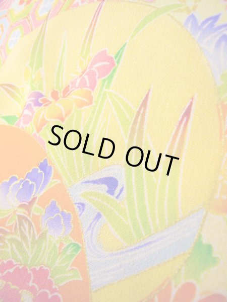 画像24: J1111K Mint  子供用 女性用着物 手描き友禅 化繊 淡い 薄い クリーム, ぼたん 【中古】 【USED】 【リサイクル】 ★★★★☆ (24)