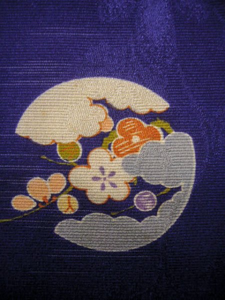 画像10: J1111N  子供用 女性用着物  シルク(正絹) 深い  青, 菊 【中古】 【USED】 【リサイクル】 ★★★☆☆ (10)