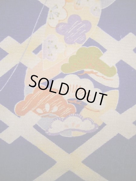 画像11: J1111N  子供用 女性用着物  シルク（正絹） 深い  青, 菊 【中古】 【USED】 【リサイクル】 ★★★☆☆ (11)