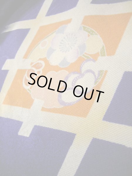 画像14: J1111N  子供用 女性用着物  シルク（正絹） 深い  青, 菊 【中古】 【USED】 【リサイクル】 ★★★☆☆ (14)