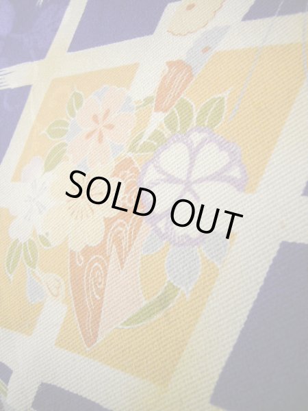 画像15: J1111N  子供用 女性用着物  シルク（正絹） 深い  青, 菊 【中古】 【USED】 【リサイクル】 ★★★☆☆ (15)