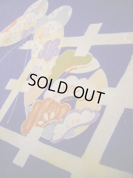 画像19: J1111N  子供用 女性用着物  シルク（正絹） 深い  青, 菊 【中古】 【USED】 【リサイクル】 ★★★☆☆ (19)