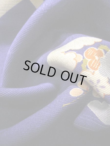 画像20: J1111N  子供用 女性用着物  シルク（正絹） 深い  青, 菊 【中古】 【USED】 【リサイクル】 ★★★☆☆ (20)