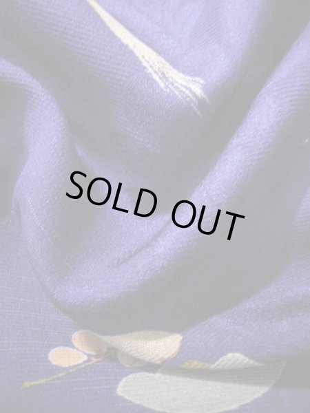 画像21: J1111N  子供用 女性用着物  シルク（正絹） 深い  青, 菊 【中古】 【USED】 【リサイクル】 ★★★☆☆ (21)