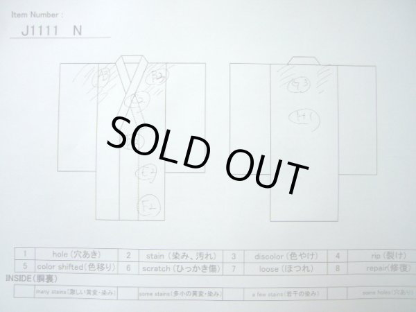 画像22: J1111N  子供用 女性用着物  シルク（正絹） 深い  青, 菊 【中古】 【USED】 【リサイクル】 ★★★☆☆ (22)