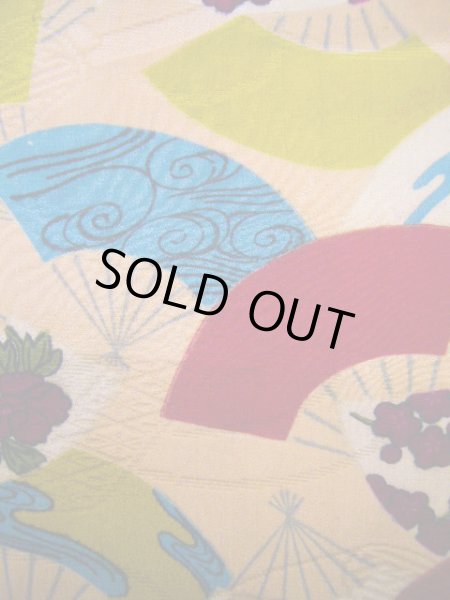 画像6: J1111O Mint  子供用 女性用着物  シルク(正絹) 淡い 薄い ベージュ, ぼたん 【中古】 【USED】 【リサイクル】 ★★★★☆ (6)