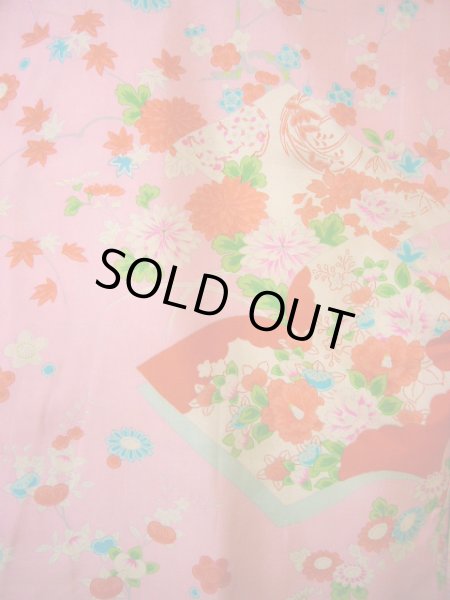 画像4: J1111S  襦袢 女性用着物 本、杜若、毬柄 シルク(正絹)   ピンク, ぼたん 【中古】 【USED】 【リサイクル】 ★★★☆☆ (4)