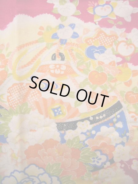 画像5: J1111T  子供用 女性用着物 鈴、杜若柄 シルク（正絹） 赤みのある 深い 紫, 花 【中古】 【USED】 【リサイクル】 ★★★☆☆ (5)