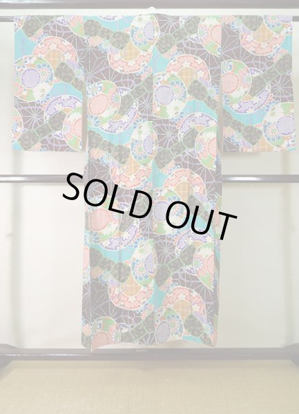 画像2: J1111V  襦袢 女性用着物  モスリン   マルチカラー, 菊 【中古】 【USED】 【リサイクル】 ★☆☆☆☆ (2)